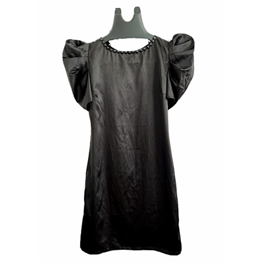 PURE SUGAR Sz Xs Black Satin Jeweled Slip Dress